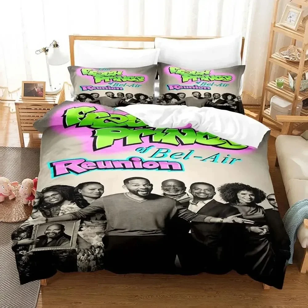 Juego de cama con estampado 3D del príncipe fresco de Bel-Air, funda nórdica, funda de edredón, funda de almohada, edredón king Queen Size para niños y adultos