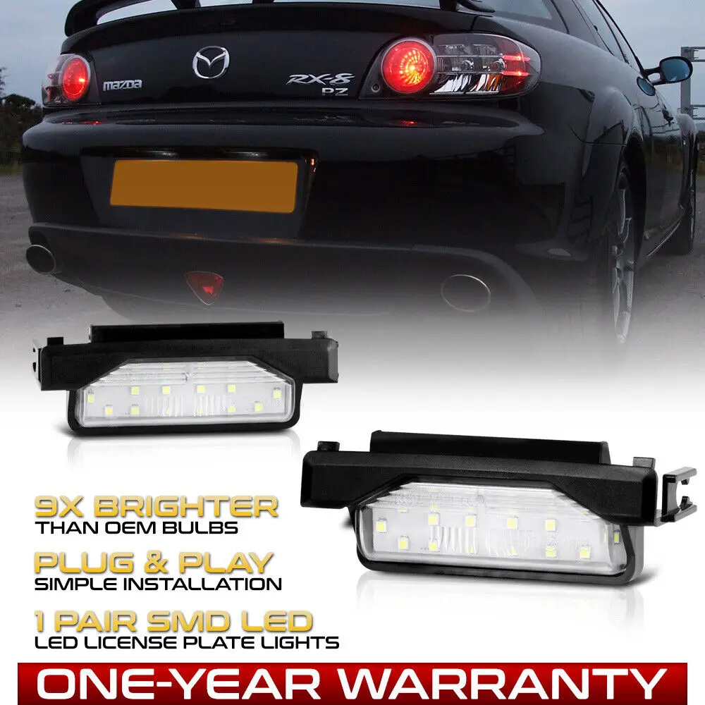 

2004-2011 Mazda RX8 RX-8 [BRIGHT WHITE] SMD LED License Plate Light Housing Pair