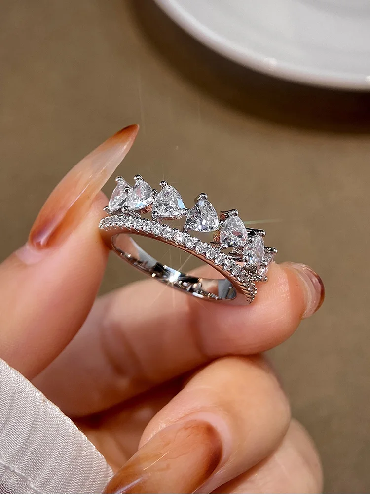 925 Sterling Silver Simplicity Classic Gorgeous Shiny Triangle Zircon Ring For Women Anniversary Party High Quality Fine Jewelry