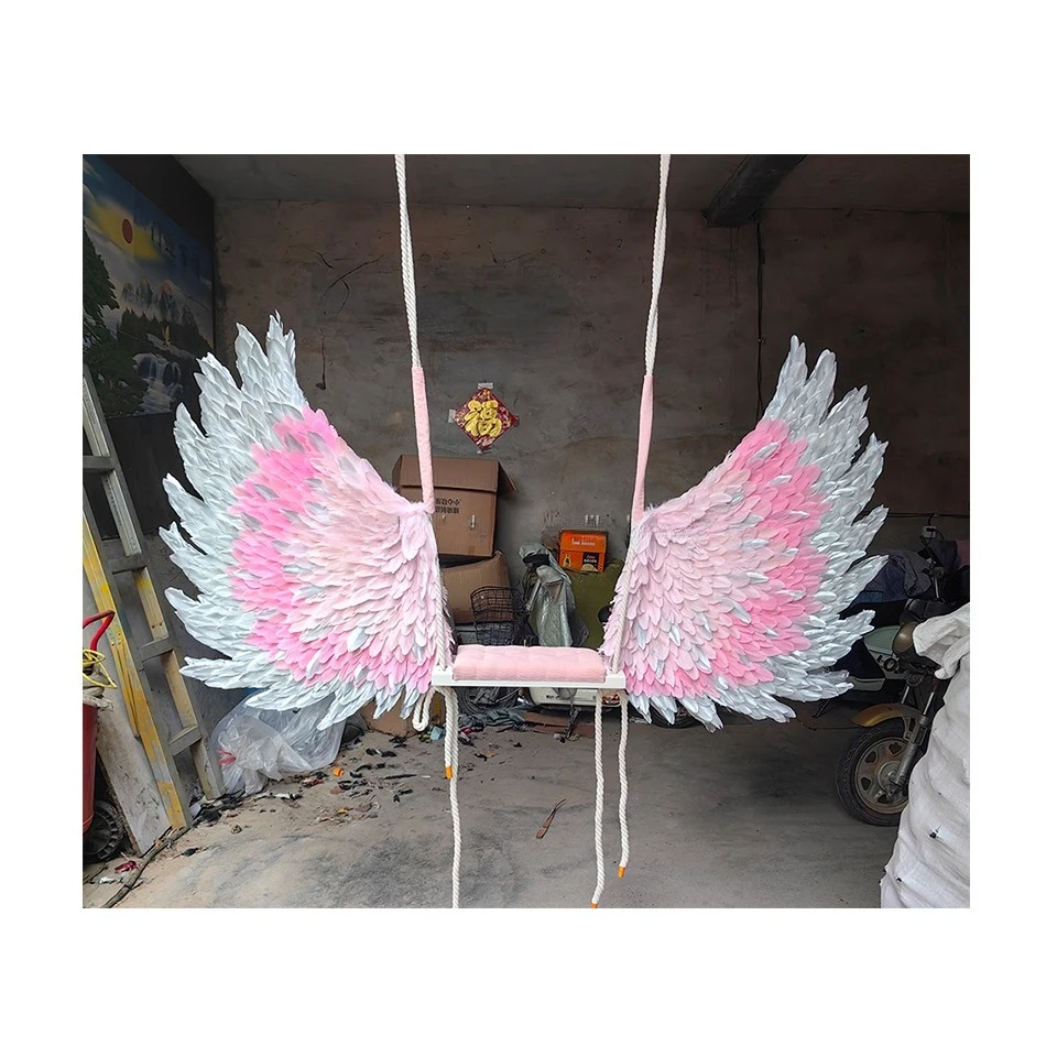 

Party Big Fashion Show Pink Fairy Wing Goose Feather Adult Angel Wings Christmas Halloween Cosplay Cloth Decors