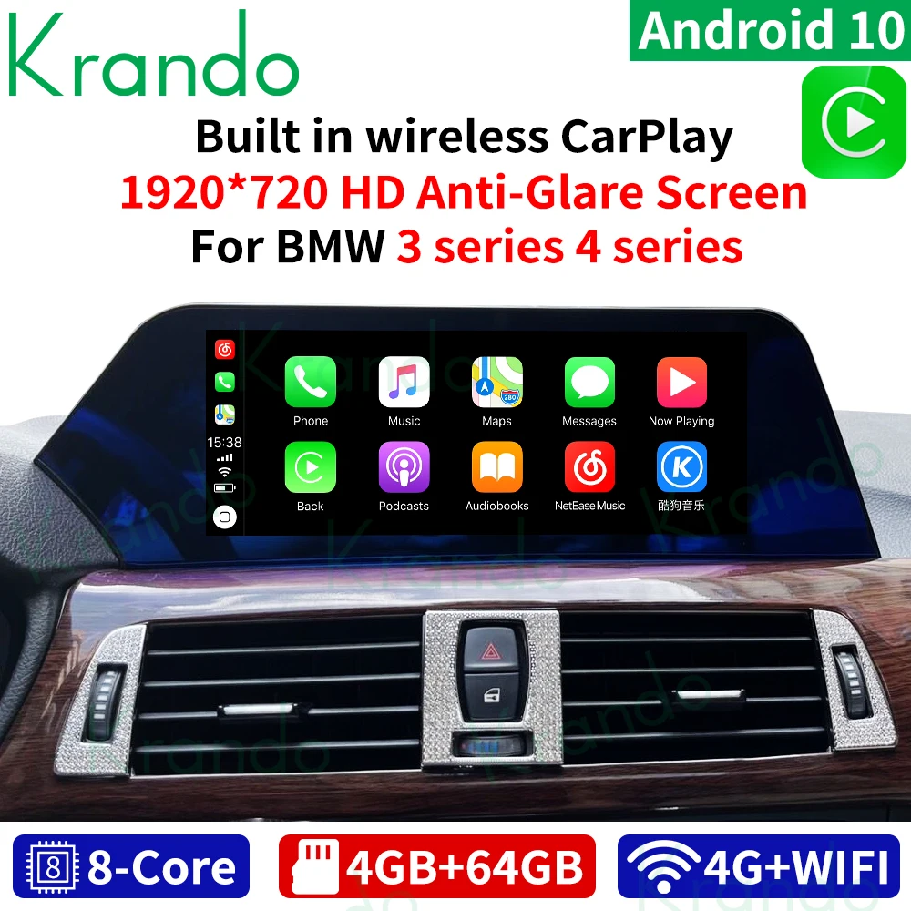 

Krando 12.3'' Car Radio For BMW 3 Series F30 F31 F34 4 Series F32 F33 F36 NBT 2013 - 2020 Android Autoradio Wireless Carplay