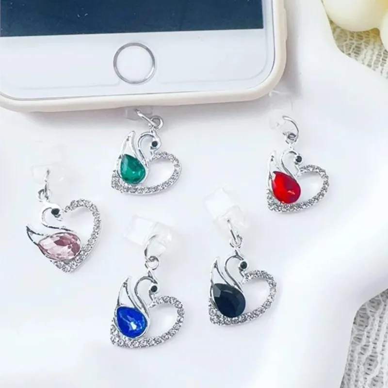 

Cute swan Dust Plug Charge Port Plug For iPhone Type C Anti Dust Cap Decoration Hanging Phone Pendant