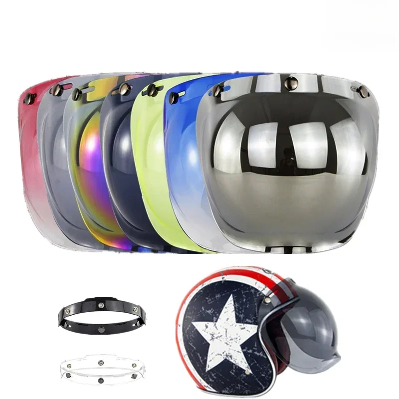 Universal Vintage Bubble Visor Open Face Motorcycle Helmet Visor Retro Capacete Lens Windshield Shield