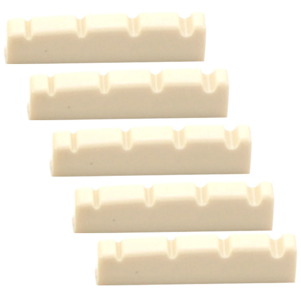 

5Pcs Guitar String Nuts 4-String Pre-Slotted Replacement Sturdy Lightweight for Better Vibration Richer Tone Guitar Bridge