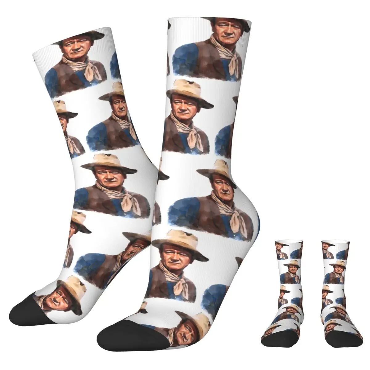 John Wayne The Dukes Socks Spring Watercolor Stockings Vintage Men's Comfortable Socks Pattern Outdoor Anti Bacterial Socks