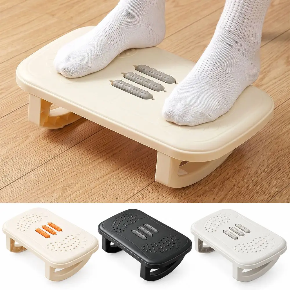 Ergonomic Under Desk Footrest Non-Slip Base Massage Rollers Foot Stool Posture Correction Pain Relief Rocking Foot Rest