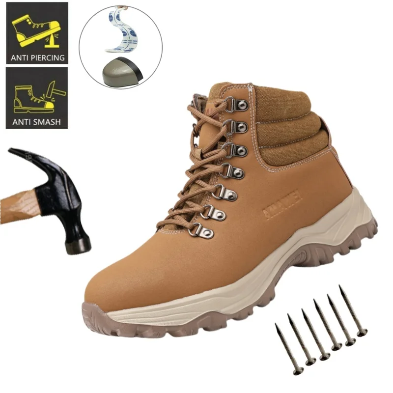 

Work Sneakers Steel Toe Shoes Men Safety Shoes New Puncture-Proof Indestructible Footwear Security Lightweight Work Shoes Boots