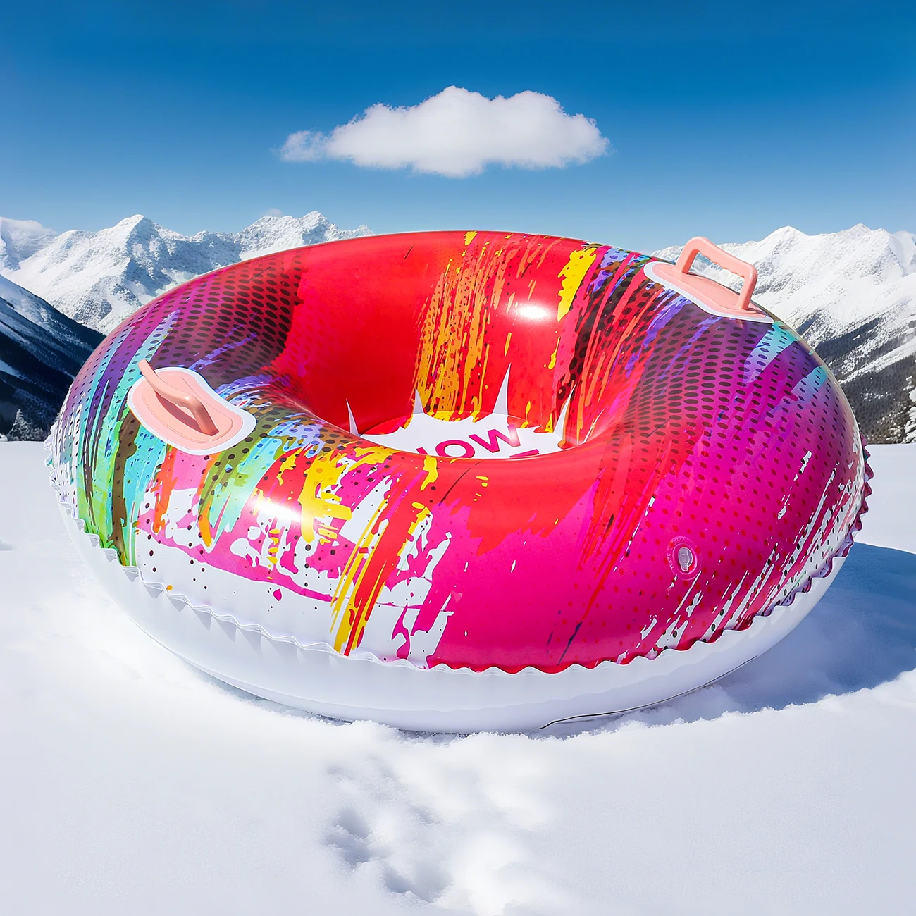 1PC Inflatable Snow Sled - Heavy Duty Snow Toboggan with Sturdy Handles for Kids, Teens & Adults