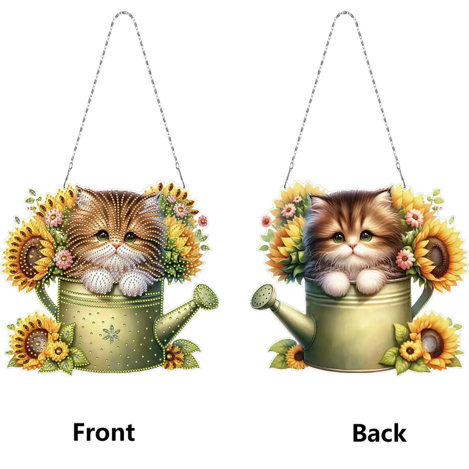 

2D Flat DIY Diamond Art Pendant Window Hanging Art for Home Decor (Kettle Cat)