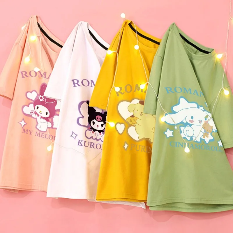 

Sanrio Co-branded Short-sleeved T-shirt Female Summer Girl Kulomi Yugui Dog Melody The Same Children's Clothes Cotton