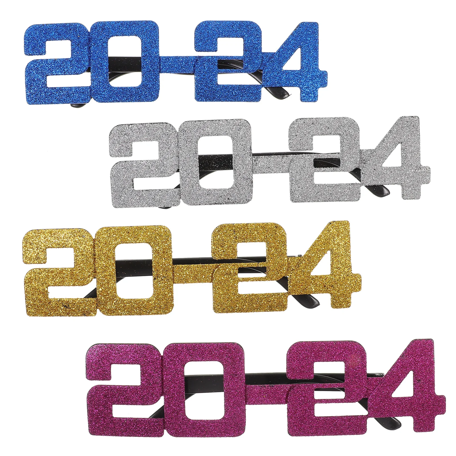 

4Pcs 2024 Plastic Eyeglasses Party Props Photo Booth Glasses Lightweight Comfortable New Year Celebration Decorations
