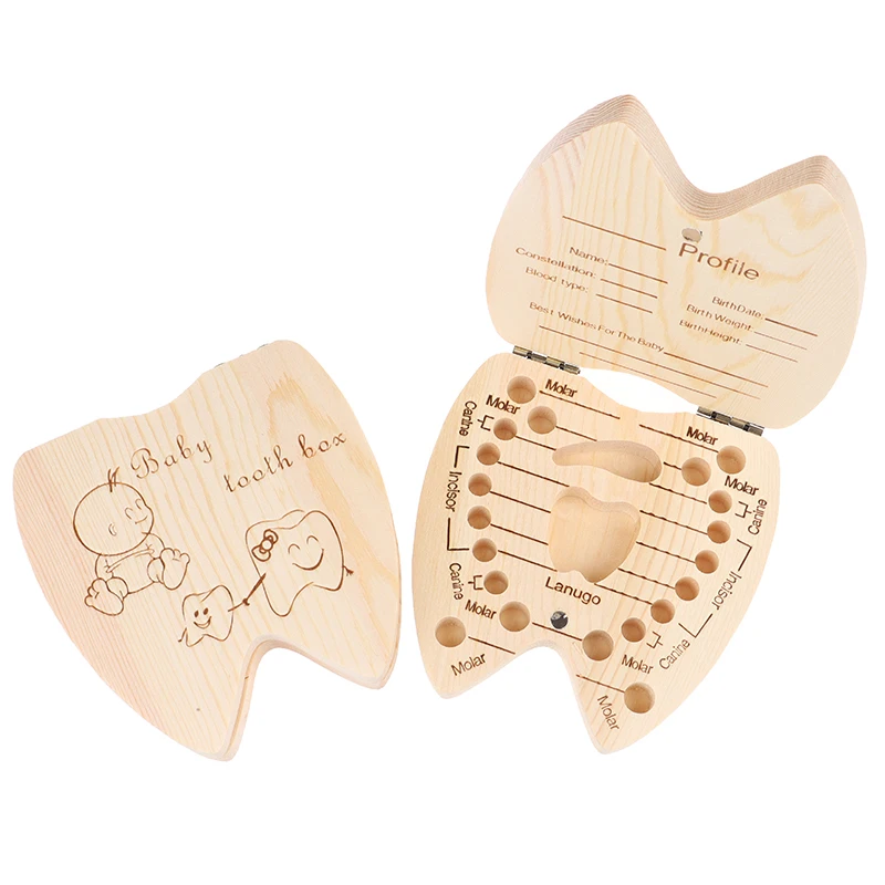 Baby Boys Girls Keepsake Wood Tooth Fairy Box Milk Teeth Organizer Storage Box