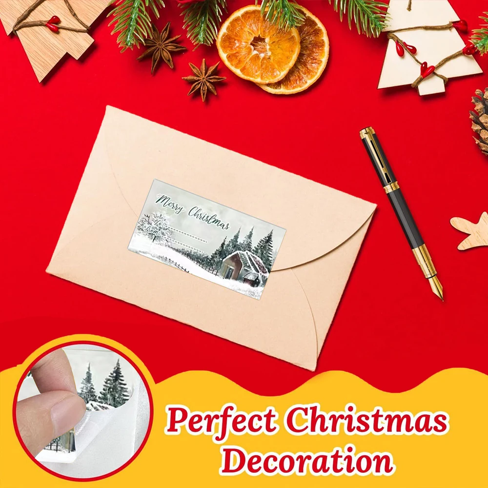 210 ملصقات/لفة عتيقة 6 ملصقات هدايا عيد الميلاد بنمط مختلف، ملصقات حقيبة ورقية، ملصقات إغلاق، ملصقات الاسم ديكور عيد الميلاد #6