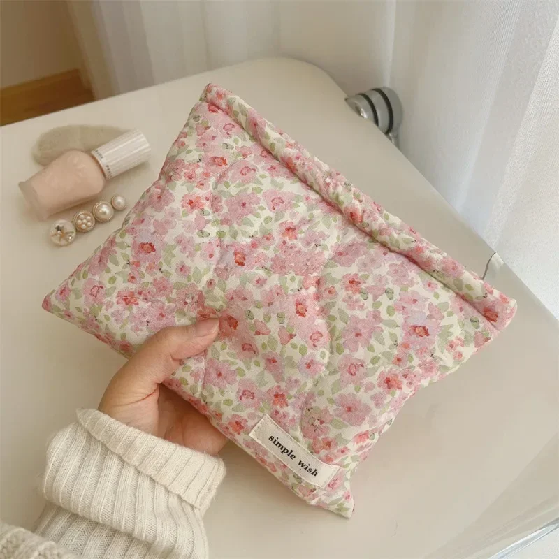 Beauty Flower Bath Washing Cosmetic Bag Zipper Canvas Makeup Toiletries Organizer Bags Cotton Mobile Phone Storage Bag Case