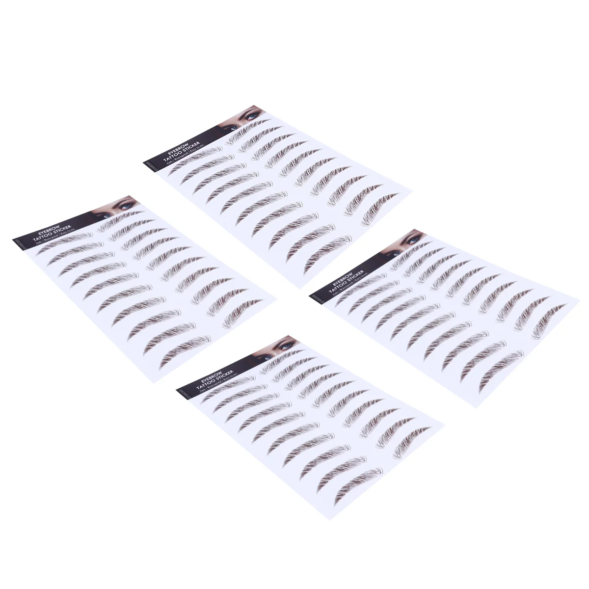 

4Pcs Fake Eyebrow Stickers 6d Hair-Like Eyebrows for Women Perfect Arch Gentle Curve Straight Eyebrow Stickers
