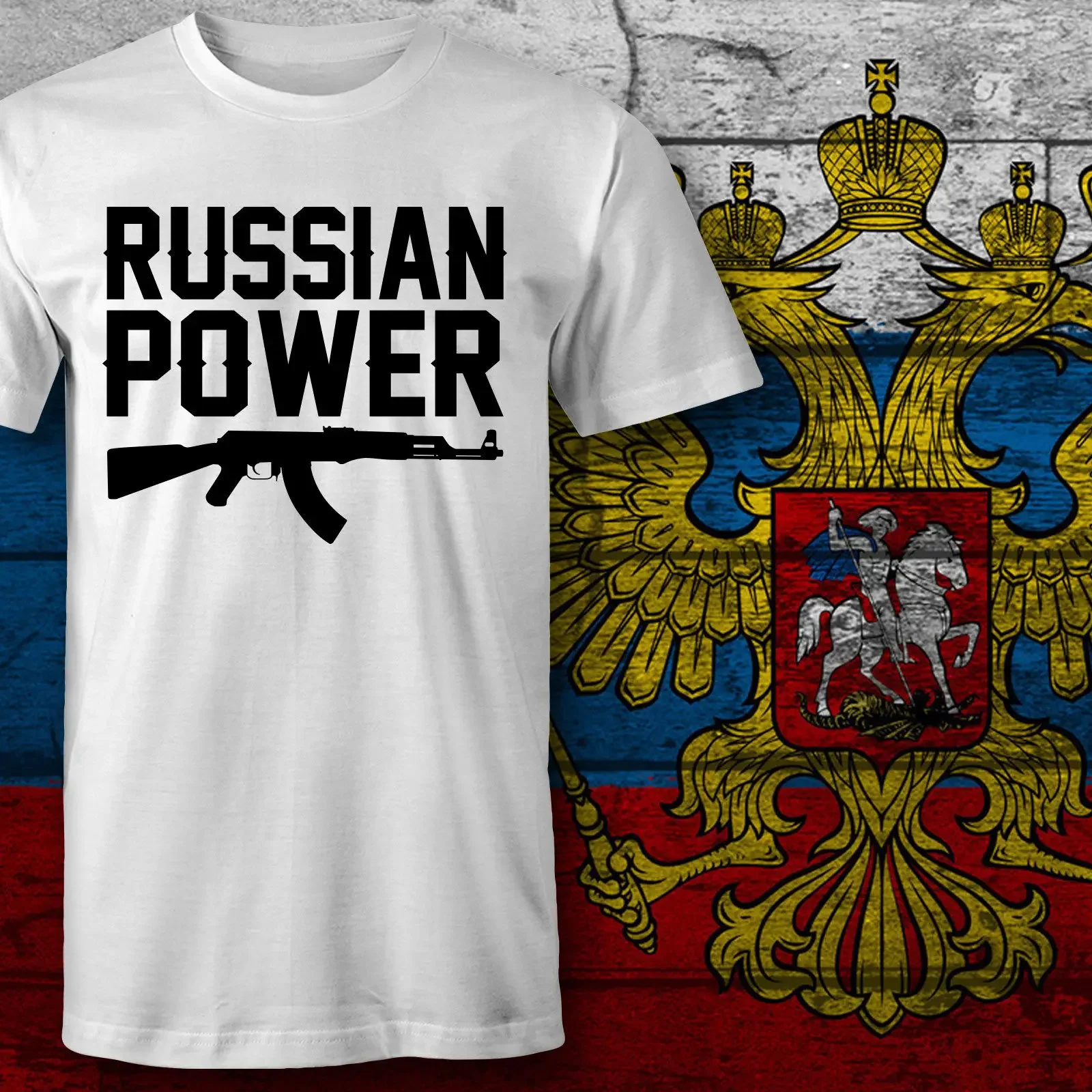 Hot Sale Herren T-Shirt Druck Russian Power Ak 47 Kalaschnikow Russia Putin Moscow Cccp Tee Shirt Custom Aldult Teen Unisex