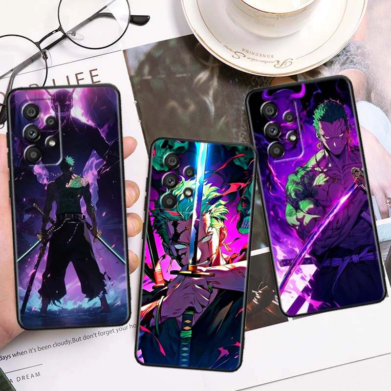 Zoro Anime One Piece Cartoon For Samsung A53 A52 A33 A32 A51 A71 A21S A13 A73 A55 A22 A23 A35 A72 A54 A12 5G Black Funda