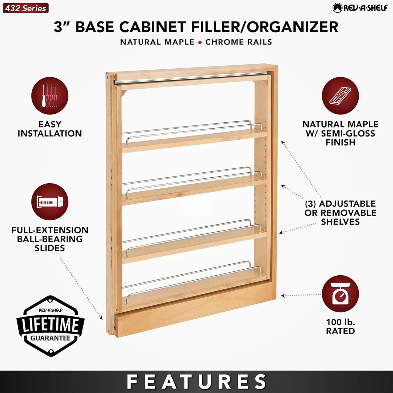 Organizer wysuwany do szafek, klon, 90 cm x 70 cm x 75 cm, do szafek kuchennych lub łazienkowych