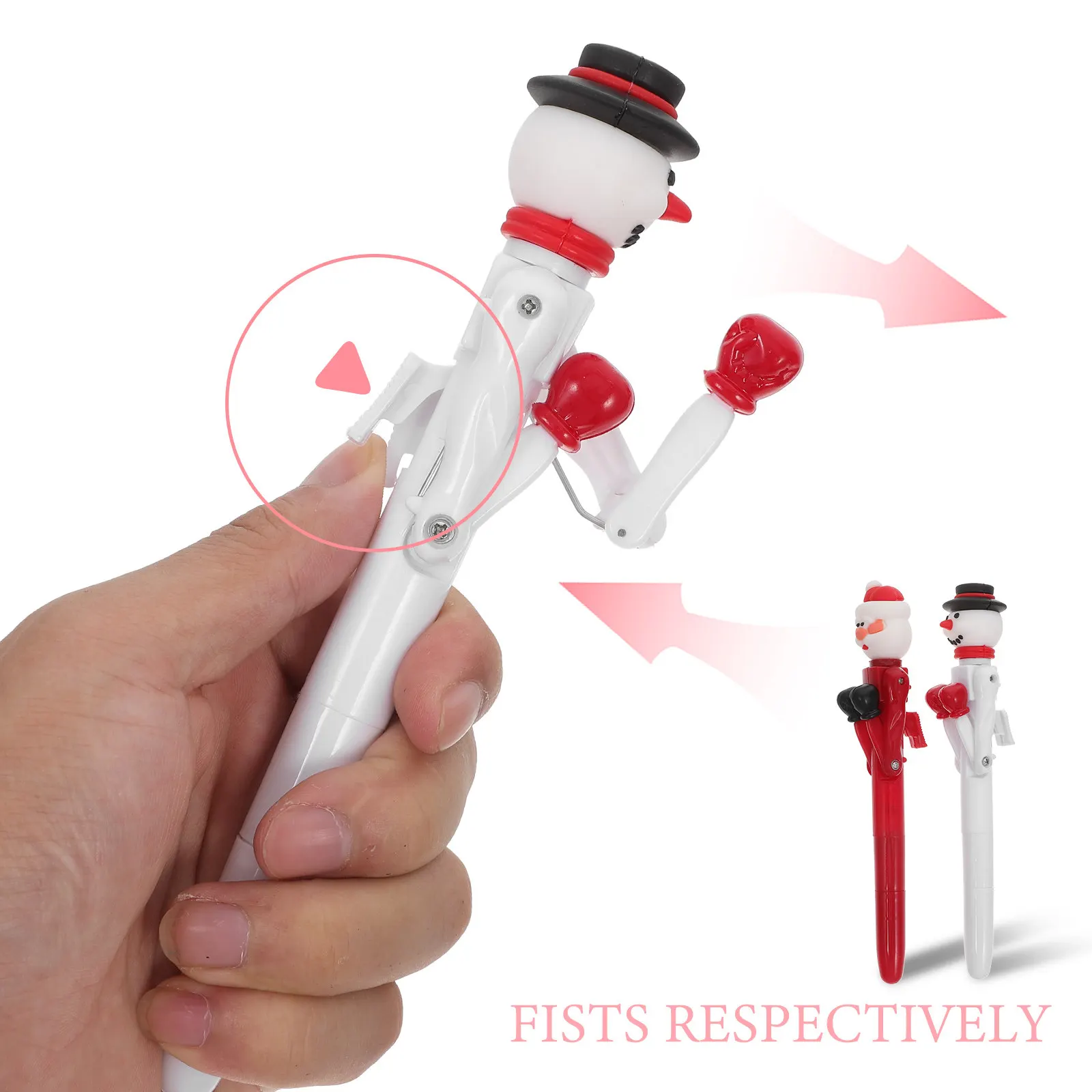 2Pcs Holiday Boxing Ballpoint Pens Santa Claus Snowman Festive Press Button Design Smooth Writing Classroom Office Christmas