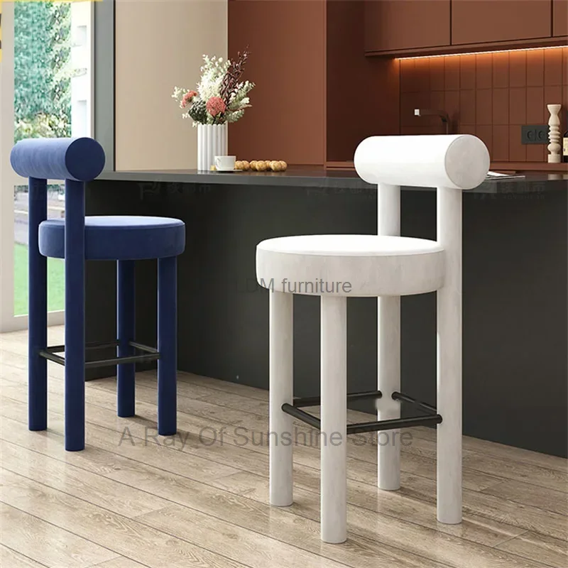 

Modern Minimalist Bar Chairs Bar Furniture Light Luxury Velvet Bar Stool Home Makeup Vanity High Stools Hight Table Bar Chair