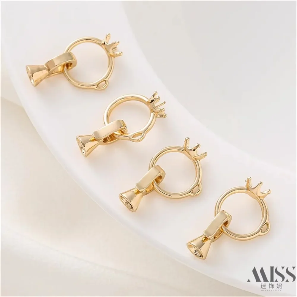 

14K Gold-plated Circular Ring Buckle, Pearl Needle Holder, DIY Tail Buckle, Bracelet, Necklace Accessories