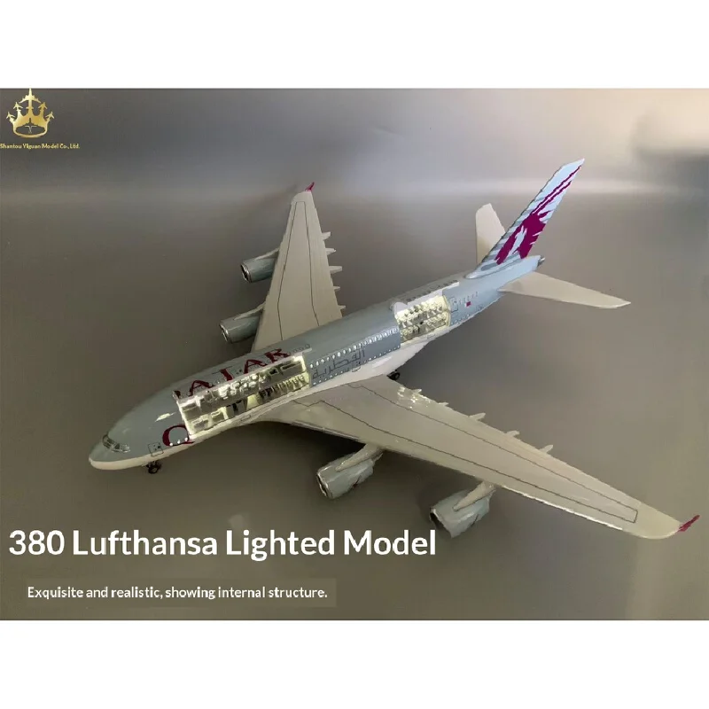 

Qatar Airways Airbus A380 Model with Opening Doors LED Lights & Rolling Landing Gear - Highly Detailed Static Display Collectib