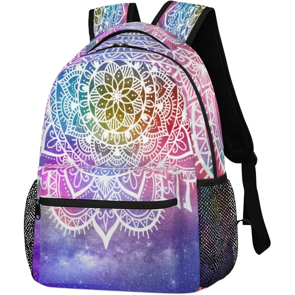 

Bohemian Mandala & Galaxy Print Backpack, Trendy Hippie - style Bag, Ideal for Travel and Daily Use