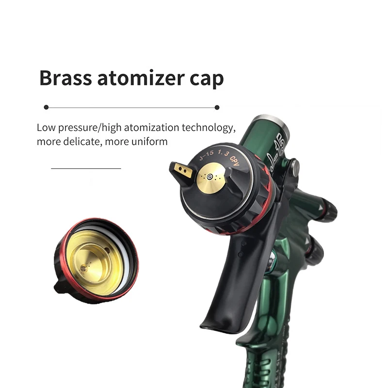 2025 جديد المهنية الصف سبيكة الجاذبية تغذية 1.3 مللي متر الهواء بندقية رذاذ J-15 عالية كفاءة نقل طلاء السيارات