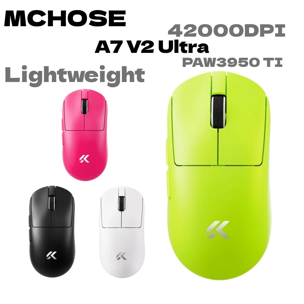 

NEW MCHOSE A7 V2 E-sports mouse wireless Bluetooth tri-mode Ergonomics lightweight 8K gaming mice Customized PC accessory gifts