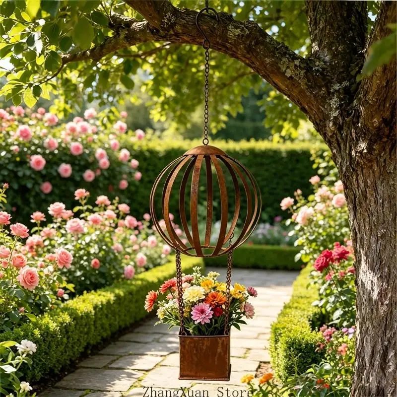 Eisen-Heißluftballon-Hängepflanzer, antiker Mode-Hängeblumenbehälter, 3 x – Detail 9