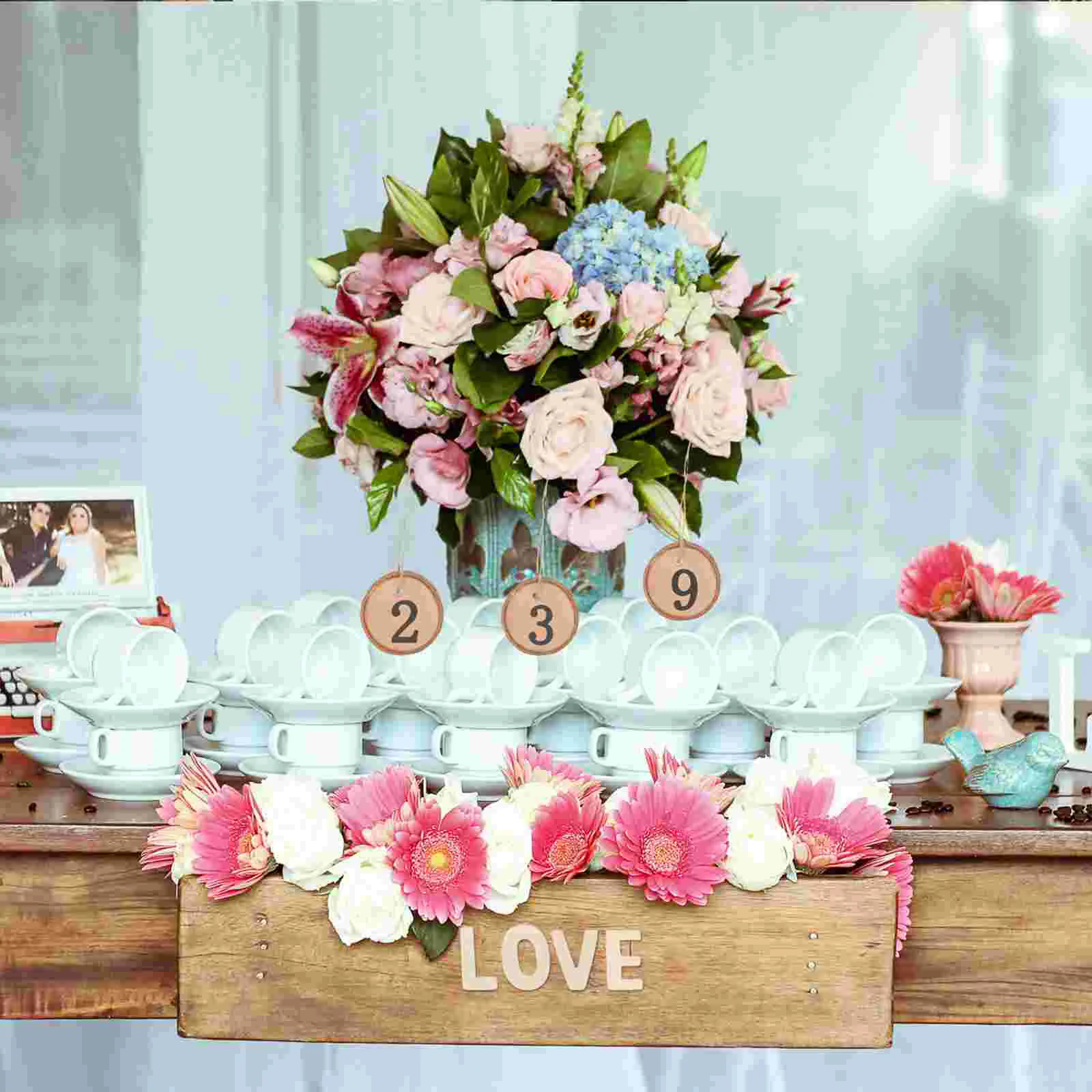 10 Pcs 1- Table Numbers Wooden Slice Centerpieces Decorate for Wedding Reception