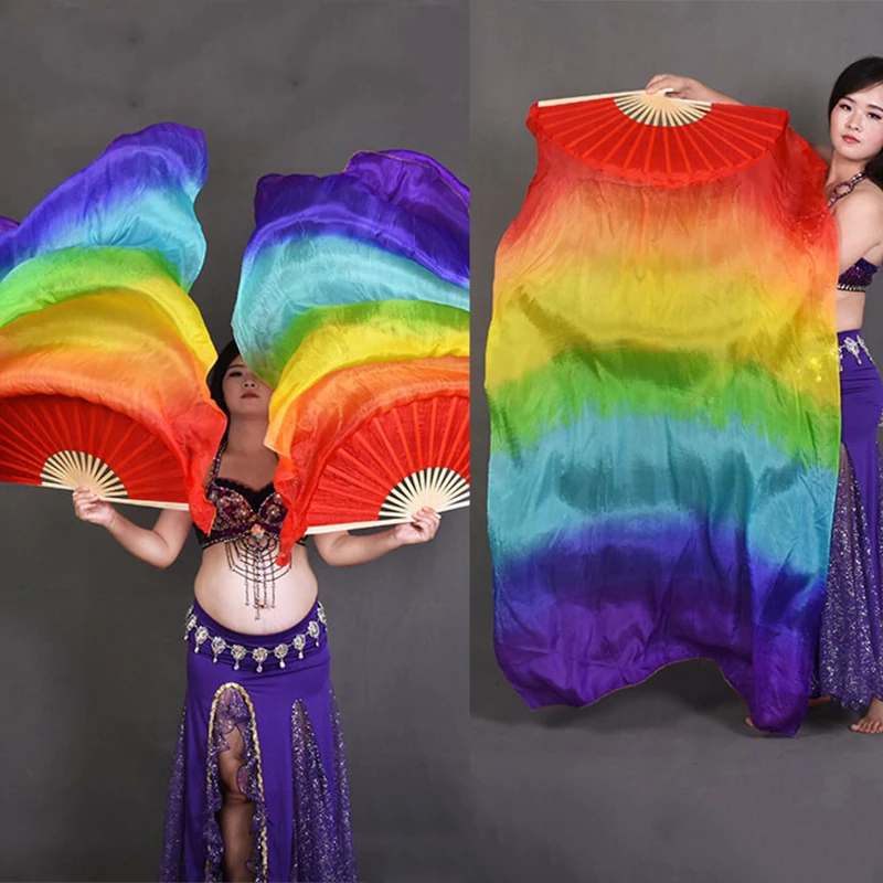 حجاب رقص شرقي حريري مقاس كلاسيكي على شكل مروحة من الخيزران، دعامة رقص متدفقة خفيفة الوزن للأداء والعرض والزي التنكري