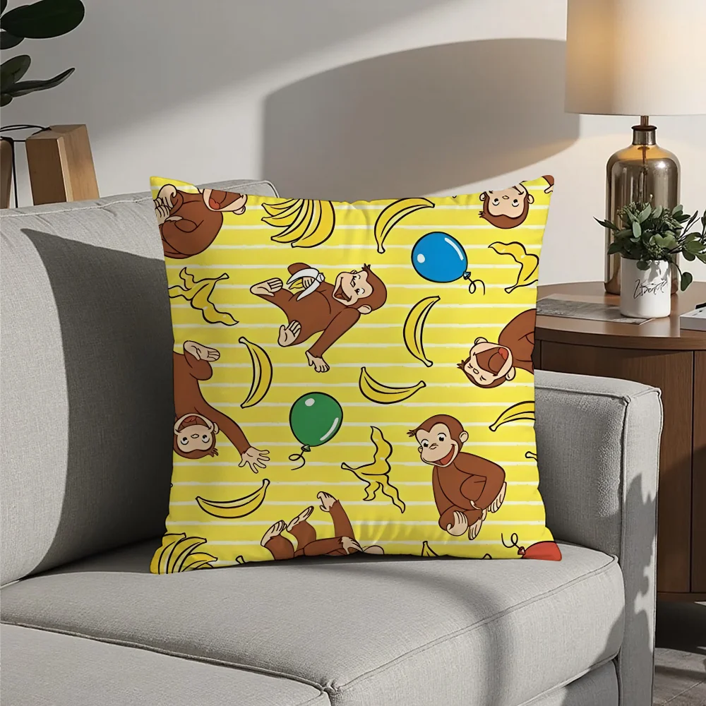 

Good Night George The Curious Monkey Pillow Case Plush Fabric Soft Pillowcase Double Sided Print Cushion Cover Household Gifts