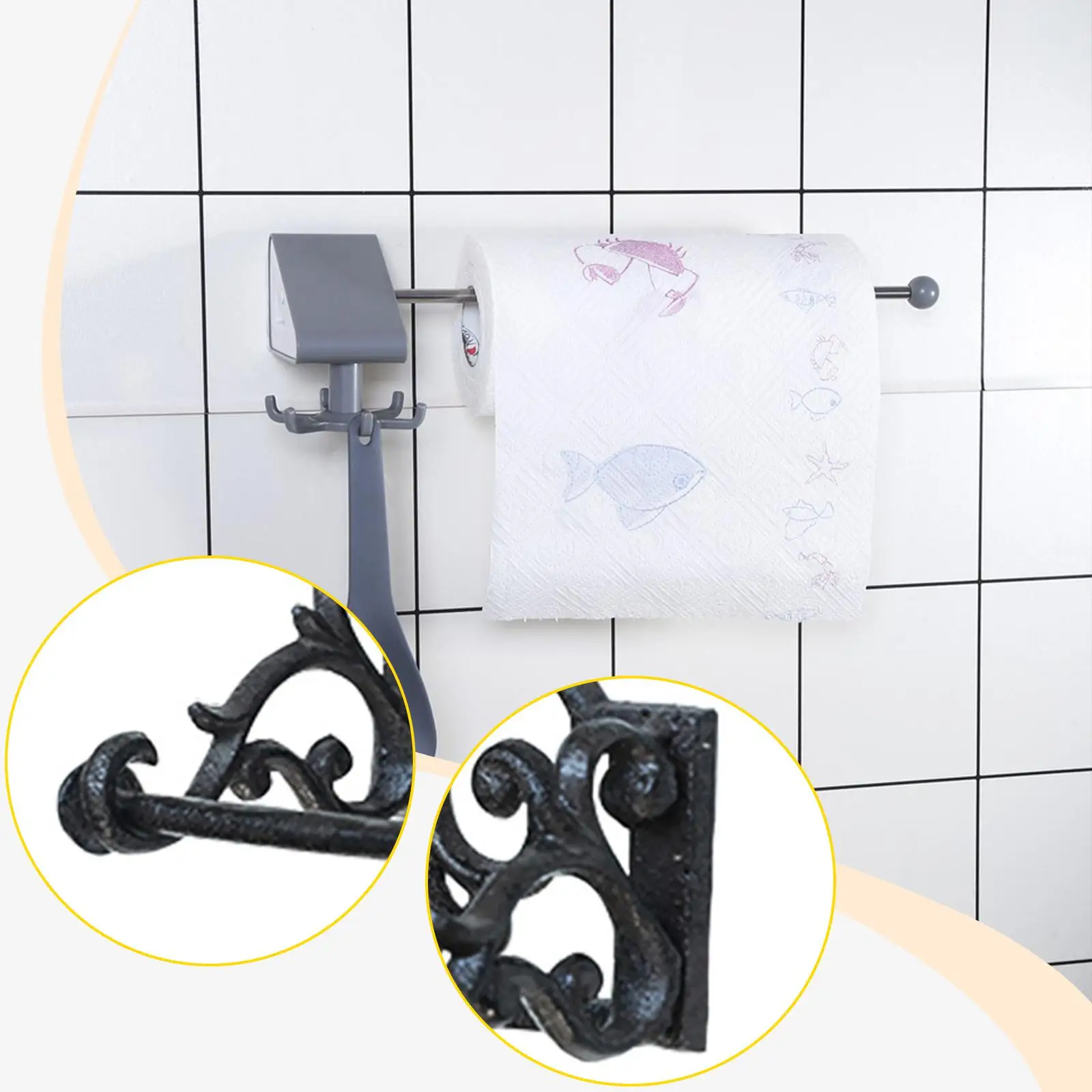 

Paper Towel Holder, Towel Rack Wall Mounted Vintage Design Space Saving Sturdy Hanger for Bath Farmhouse Apartment Kitchen