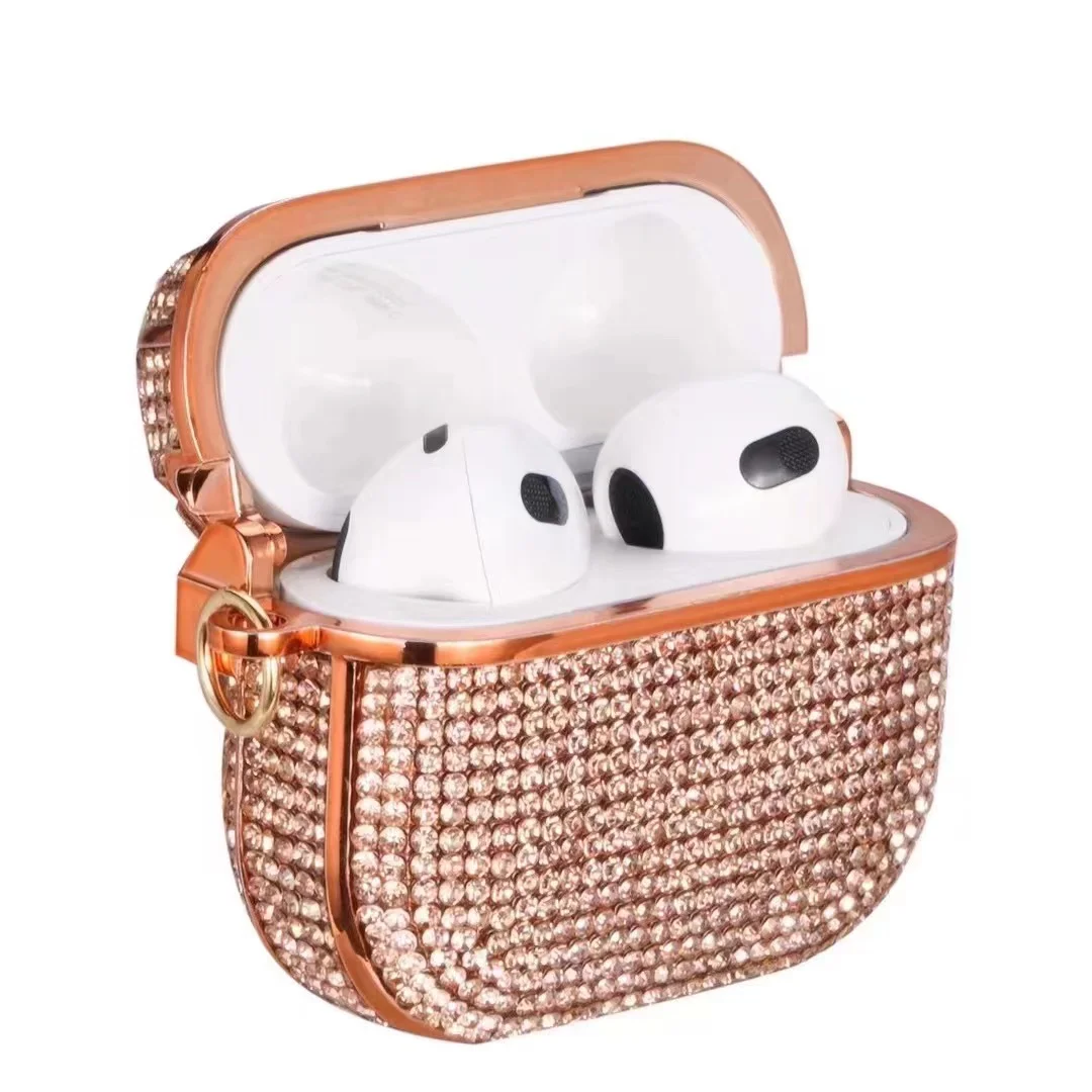 Deluxe Plated Sparkling Diamond Headphone Case for Apple AirPods Pro 3th 1 3 4th Gen Pro2 Keychain Shockproof Earphone Cover - view 4