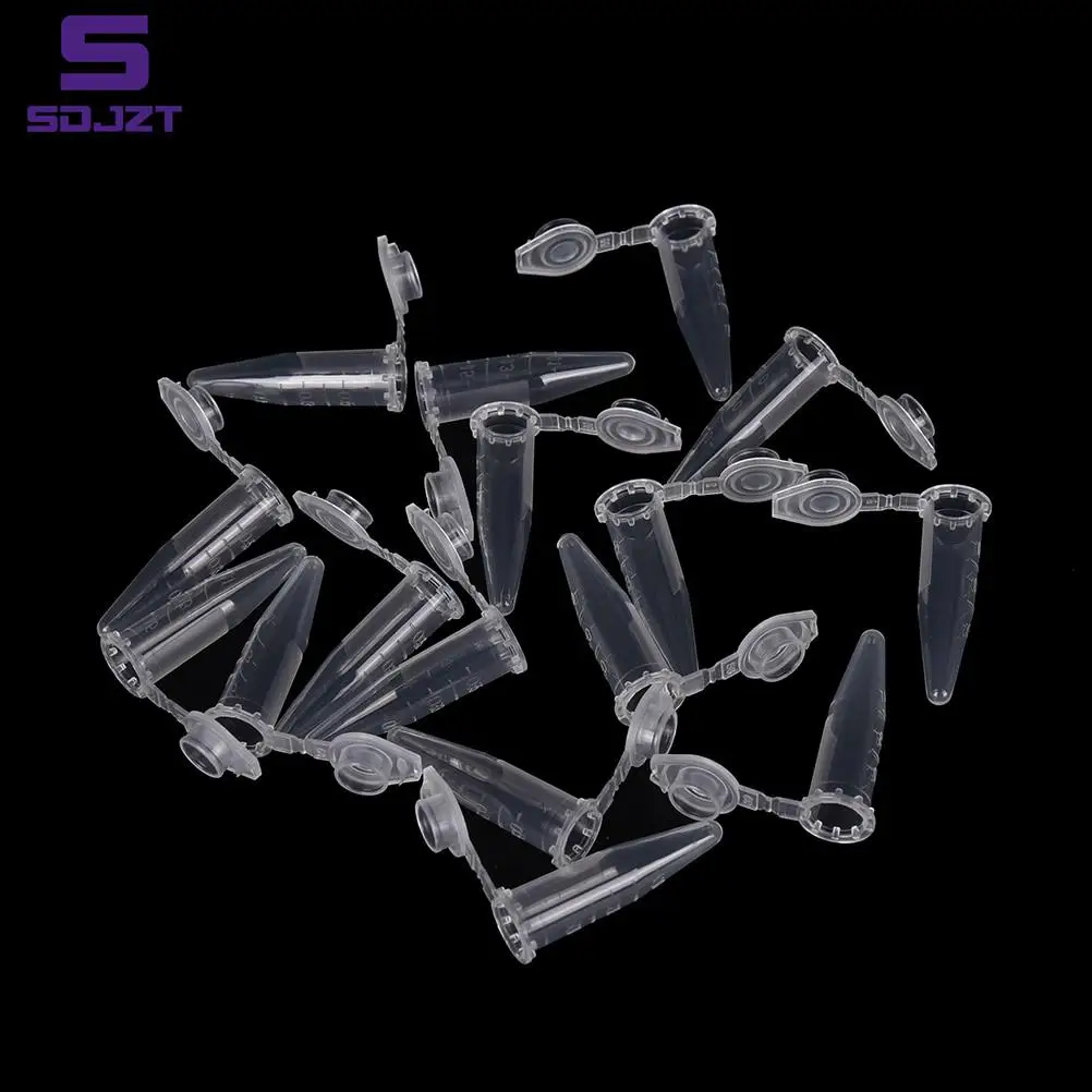 100 PCS Clear Micro Plastic Centrifuge Tube Vial Snap Cap Container for Laboratory Sample School Stationery 0.5ML