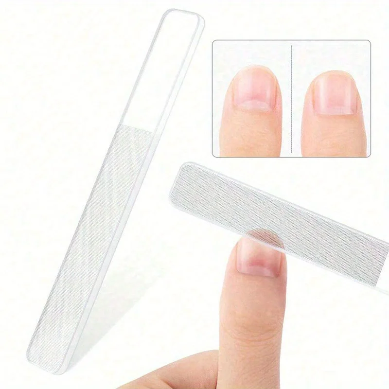 3 stuks professionele nano-glas nagelvijlen strip dubbelzijdig transparant kristal gepolijst buffer met koffer DIY manicure gereedschap