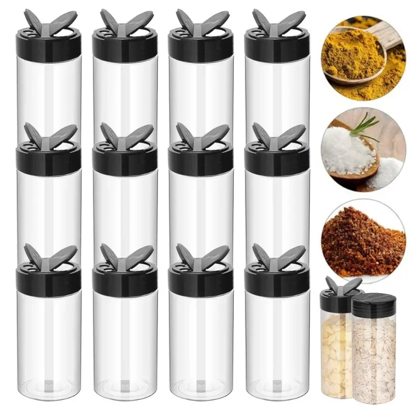 1-10x Clear Plastic Spice Jar with Shaker Lids Home Kitchen Seasoning Containers for Kitchen Storing Spice Salt Powders Bottles