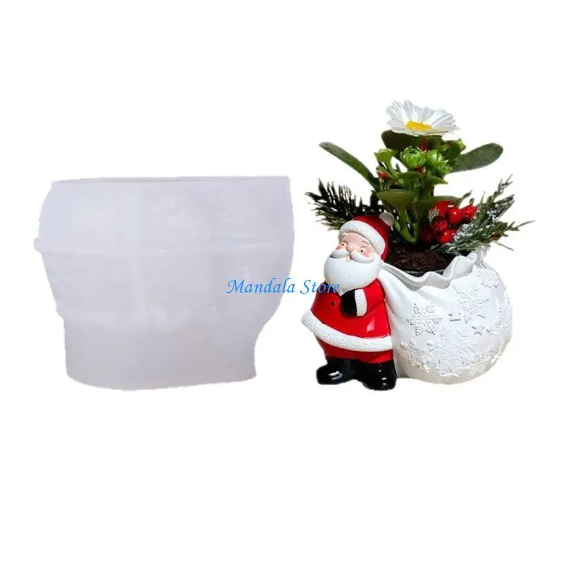 

U2JC Santa Flowerpot Silicone Molds For Making Cup Soap Christmas Decoration