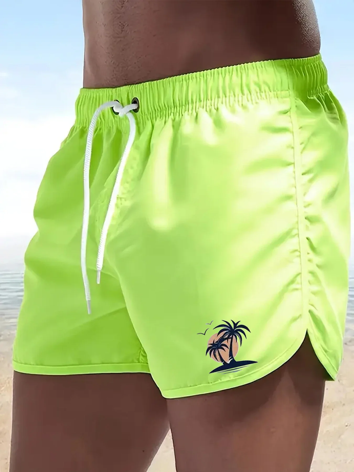 

Men's quick-drying beach shorts, summer casual swim trunks, elastic waist drawstring surfing shorts, breathable shorts