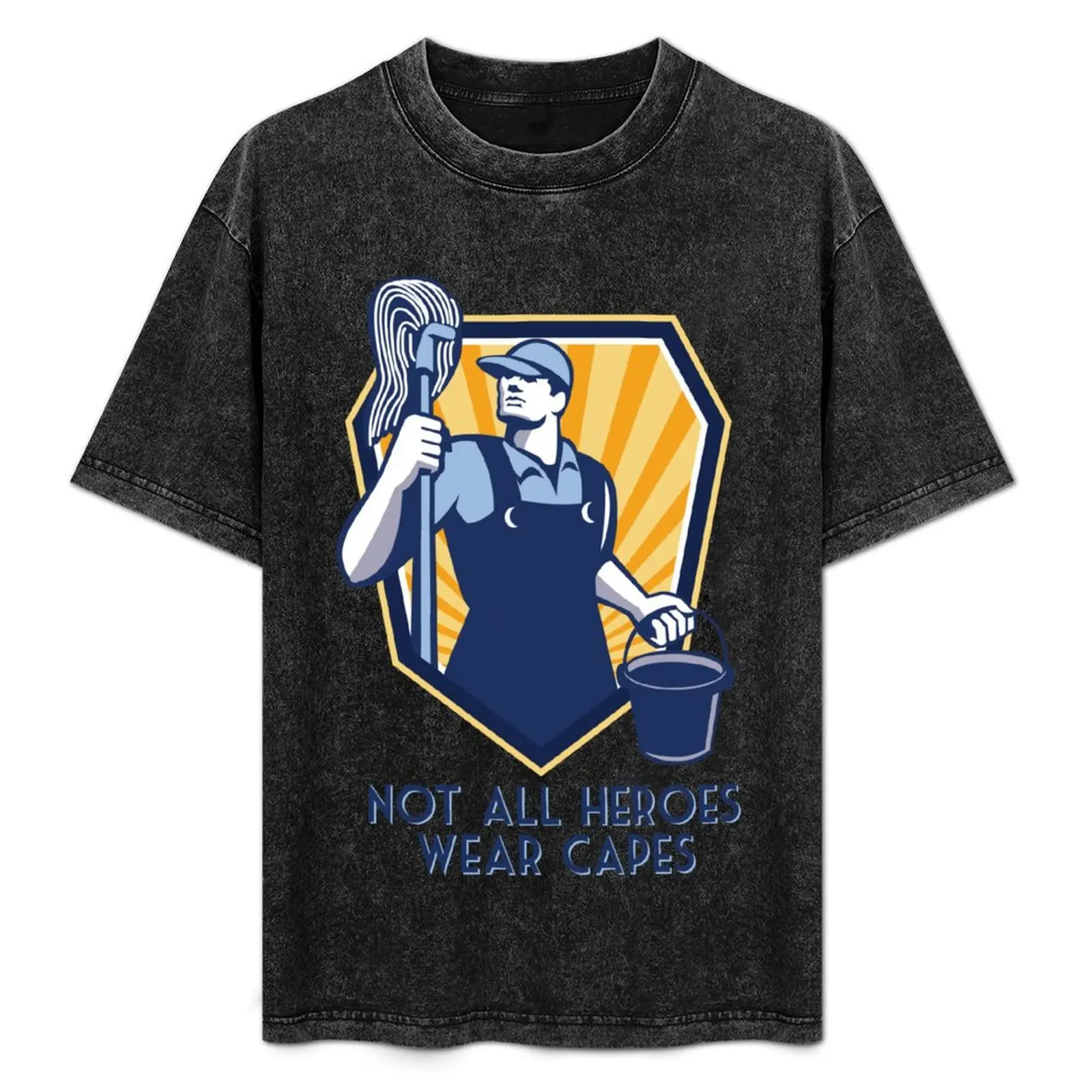 

Funny Janitor Custodian Gift Not All Heroes Wear Capes T-Shirt Urban Style Print T-Shirt
