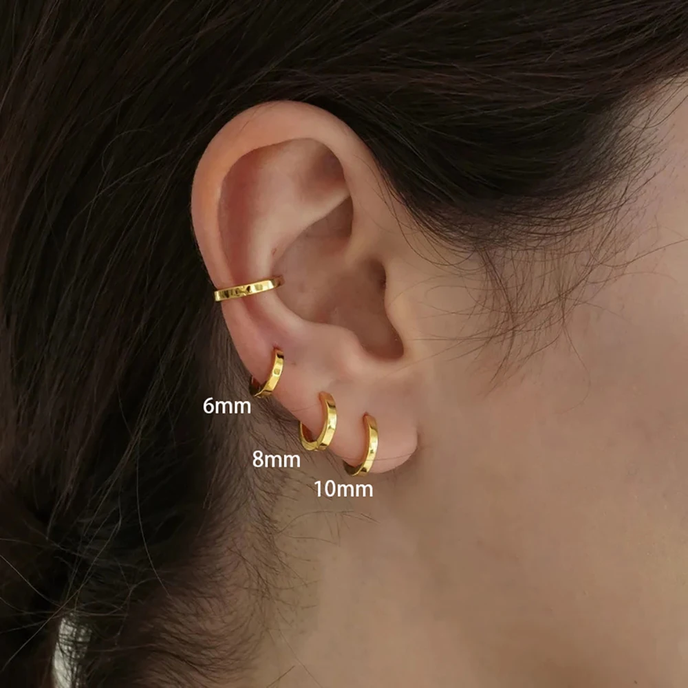 3 szt. Modny minimalistyczny zestaw kolczyków koła ze stali nierdzewnej dla kobiet kryształowa cyrkonia Huggie koło Punk kolczyki Piercing biżuteria — zdjęcie 3