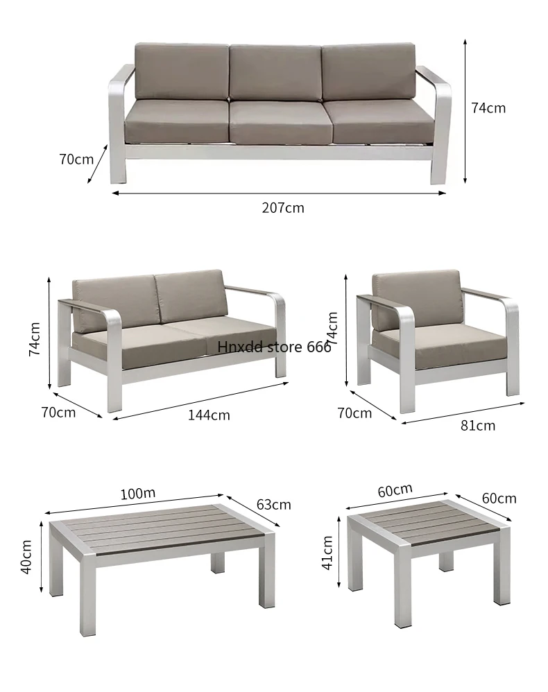 Aluminum alloy sofa courtyard combination living room waterproof and sunscreen furniture