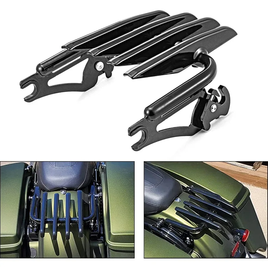 رف أمتعة خفي قابل للفصل لدراجة Harley Touring Road King Electra Glide Road Glide Street Glide 20092025 أسود لامع آمن