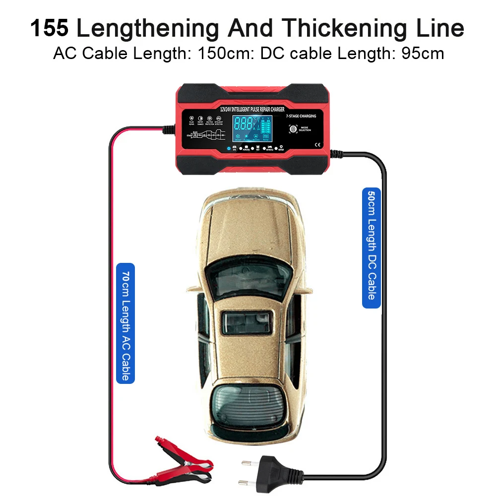W pełni automatyczny ładowarka samochodowa 12V 10A / 24V 5A do naprawy impulsów na mokro i na sucho akumulator kwasowo-ołowiowy cyfrowa ładowarka