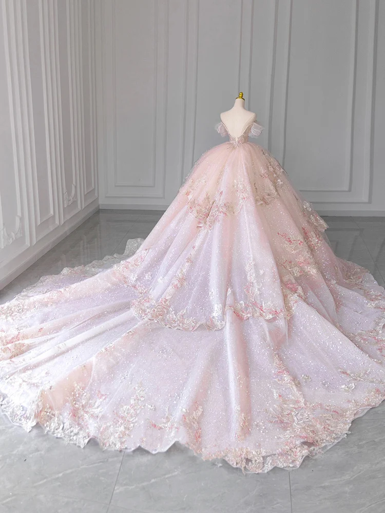 Customized 2024 One Shoulder Pink Princess Wedding Dress Bride French Court Style Fugitive Long Train Vestidos De Novia Civil - AliExpress 320 Customized 2024 One Shoulder Pink Princess Wedding Dress Bride French Court Style Fugitive Long Train Vestidos De Novia Civil - AliExpress 320