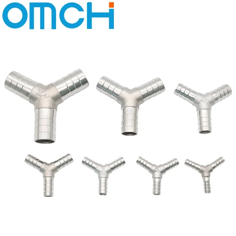 Stainless Steel 304 Hose Fitting Elbow Tee Cross Y Connector for Water Gas Systems Diameter 6 to 40 mm Flanged Hex Head Cast Equ