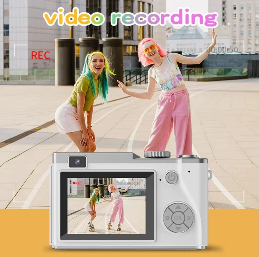 كاميرا رقمية عالية الدقة بدقة 4K 64 ميجابكسل كاميرا تصوير فيديو كاميرا فيديو بشاشة 2.4 بوصة للتصوير الفوتوغرافي للأطفال والكبار المبتدئين #4