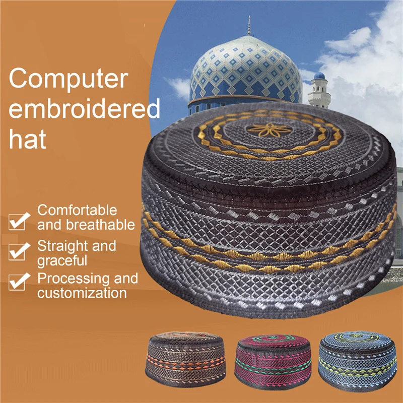 Men Worship Saudi Arabia Turban Muslim Cap Prayer Hat Islam Egyptian Embroidery