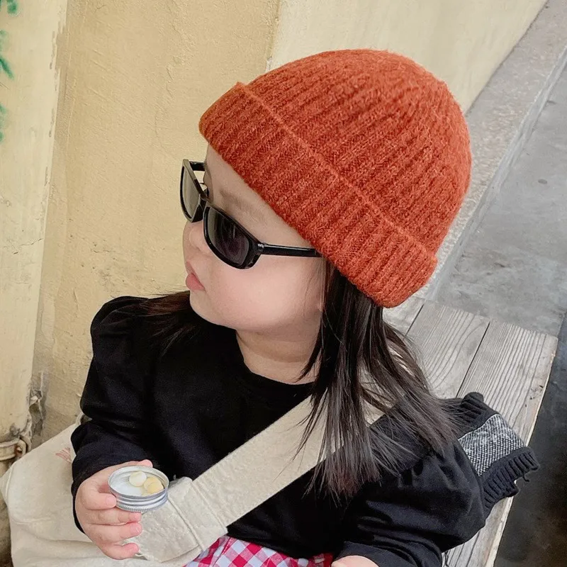 Autumn Knitted Kids Beanie Cap Infant Newborn Baby Knit Hat Children Solid Color Hat For Boys And Girls Winter Warm Hat 0-3 Year